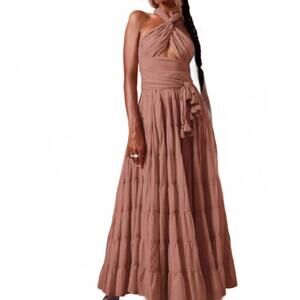 NEW ERIKA PEÑA selma bohemian maxi dress in warm sand